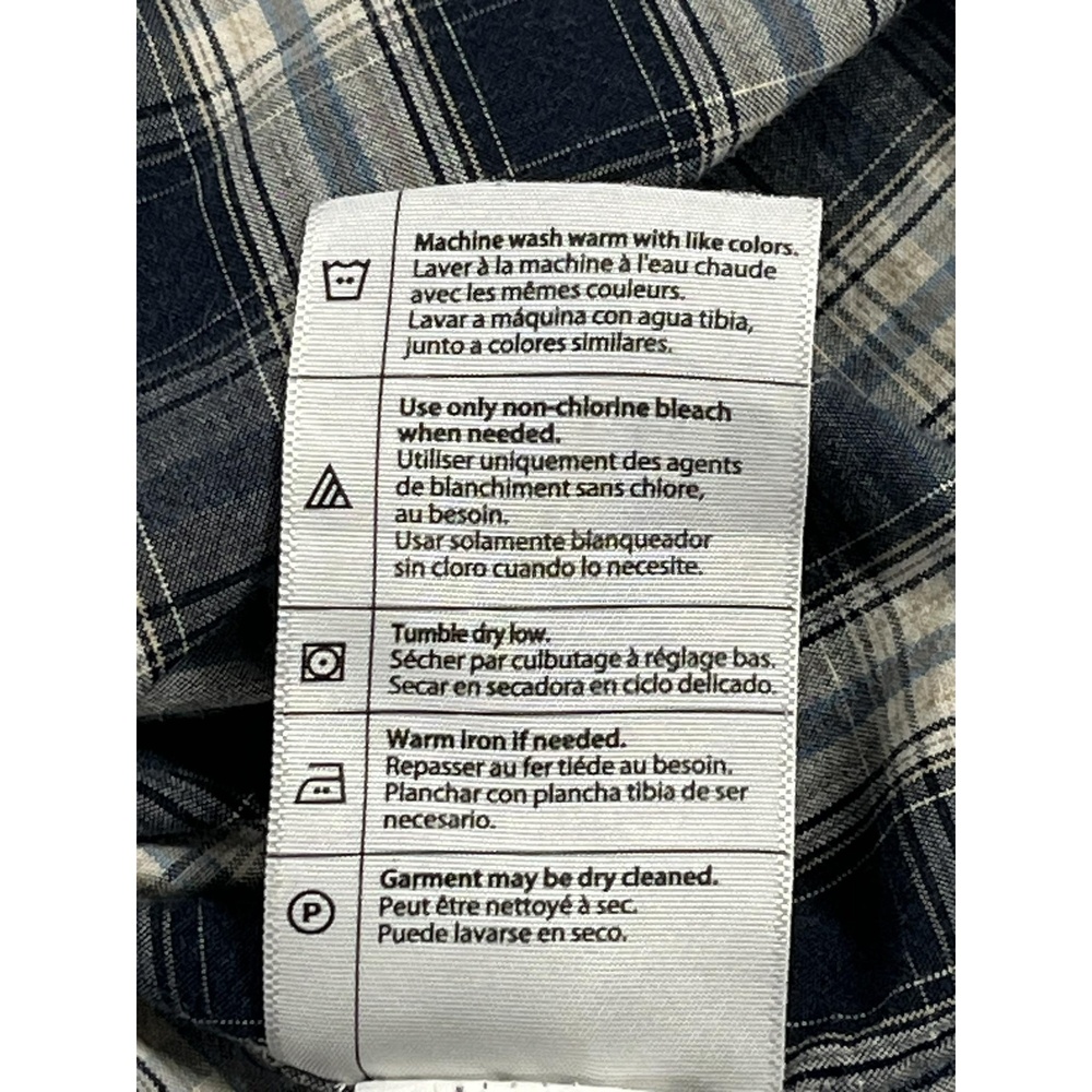 Carhartt Navy Blue White Men's Plaid Button Down Short Sleeve Cotton Shirt XL - Picture 10 of 10